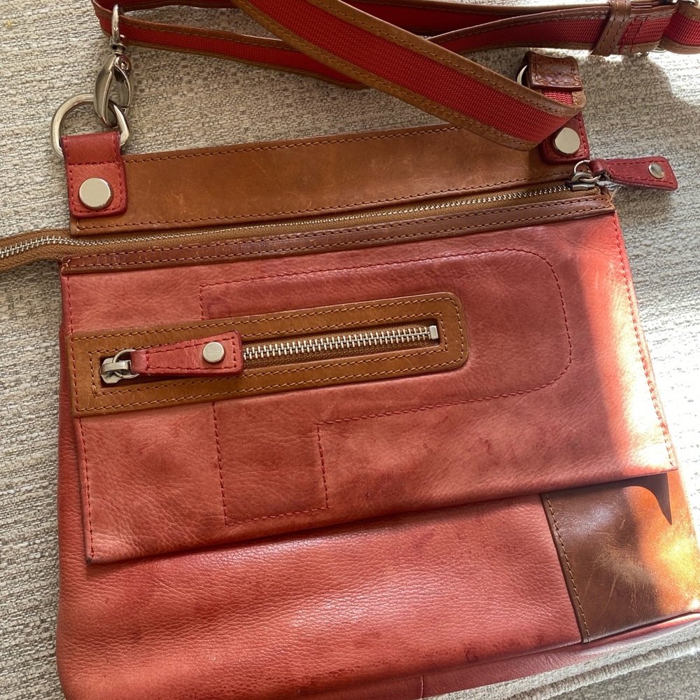 Perlina Red and Brown Crossbody Bag